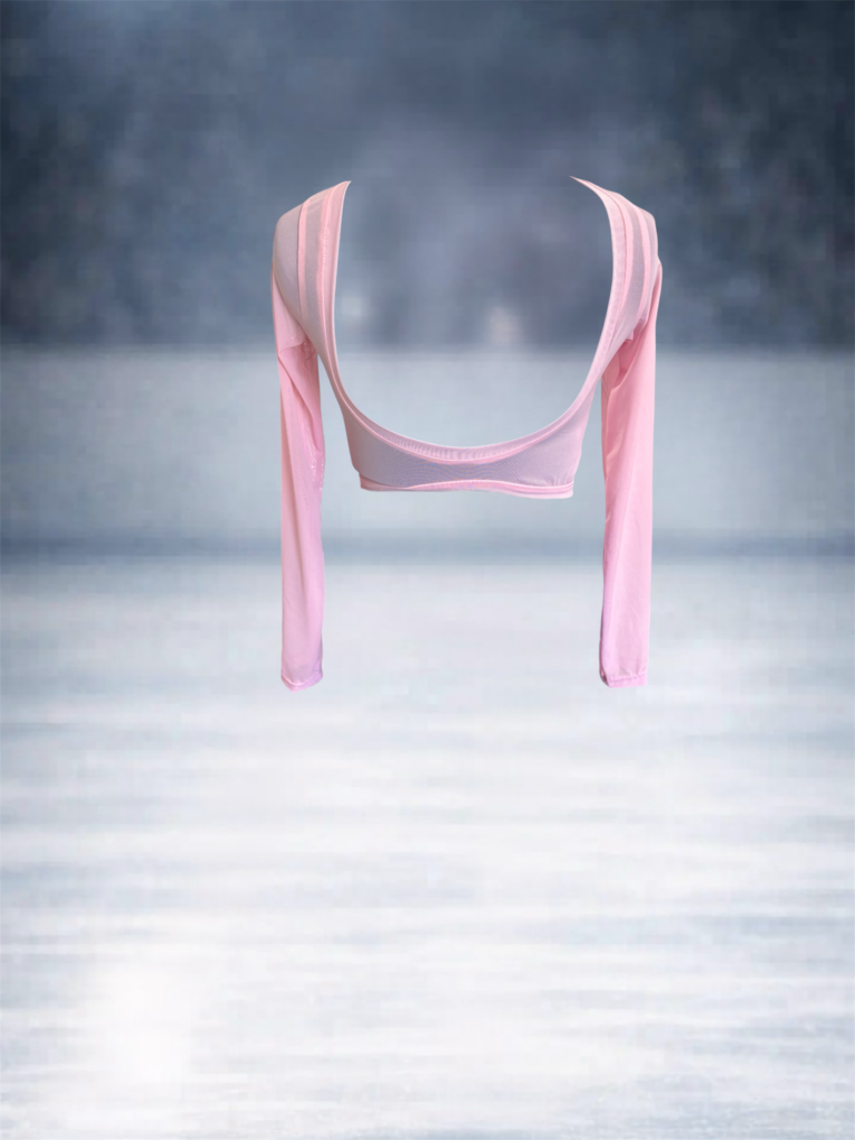 Rose pink sheer mesh shirt with long sleeves